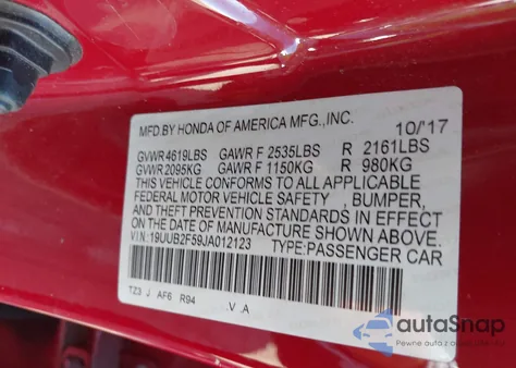 2018 Acura Tlx Tech Pkg z USA, uszkodzony, nr VIN 19UUB2F59JA012123